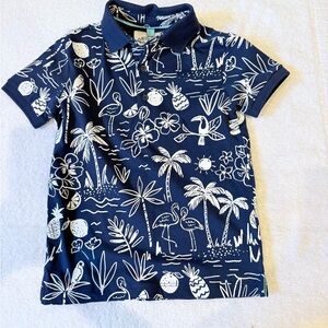 Origins Navy Tropical Print Kids Polo